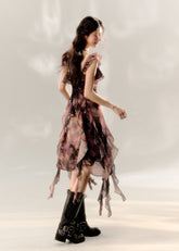 Butterfly Dance Ruffled Slip Dress